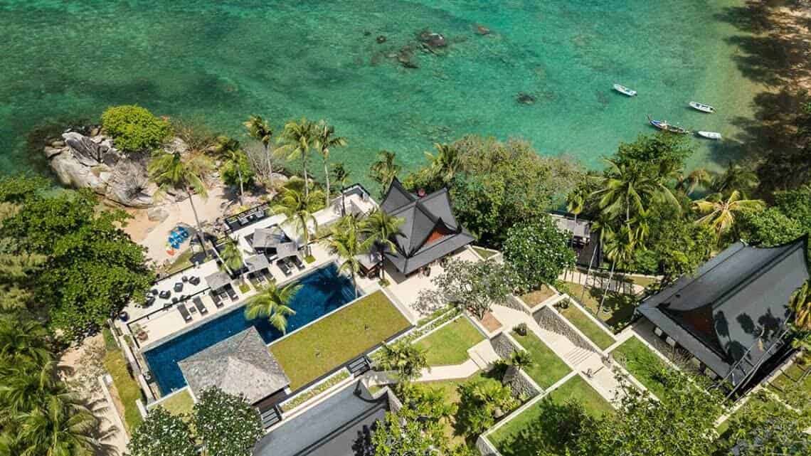 Vue aérienne de villas de luxe à Phuket, en Thaïlande